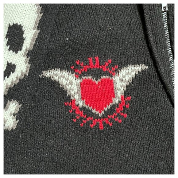 Torrid Women Sweater 4X Black Graphic Cardigan Full Zip Skull Rose Indie Sleaze - Picture 5 of 11